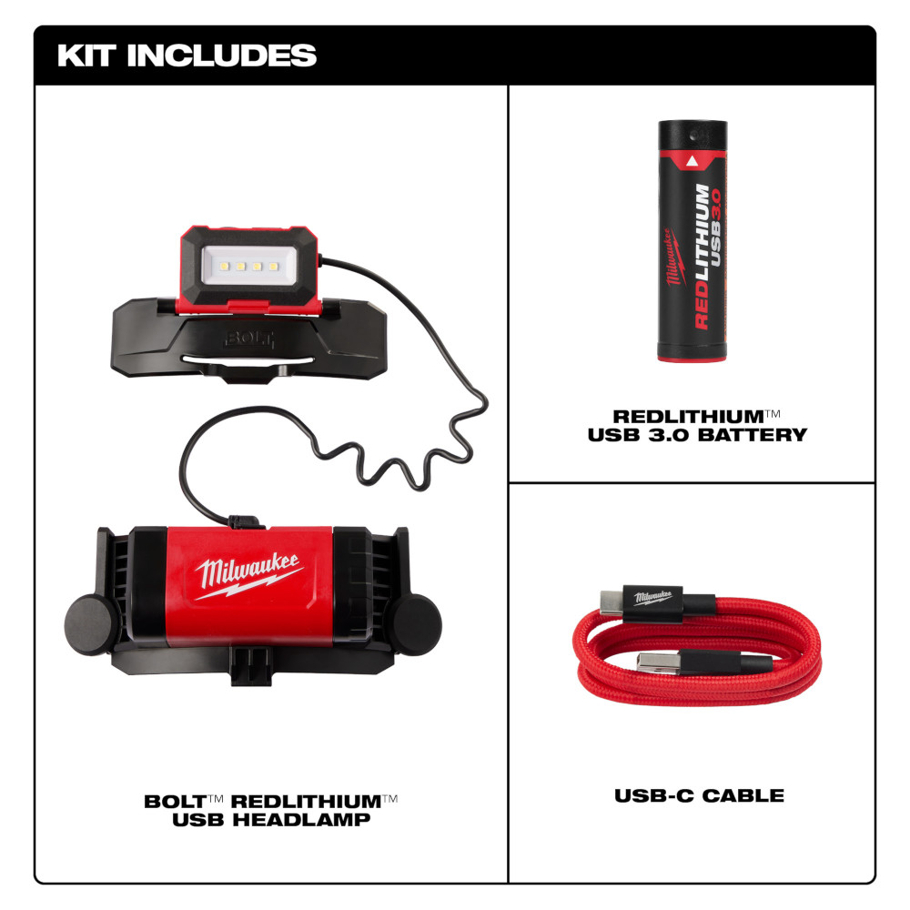 Milwaukee BOLT REDLITHIUM USB Headlamp from GME Supply